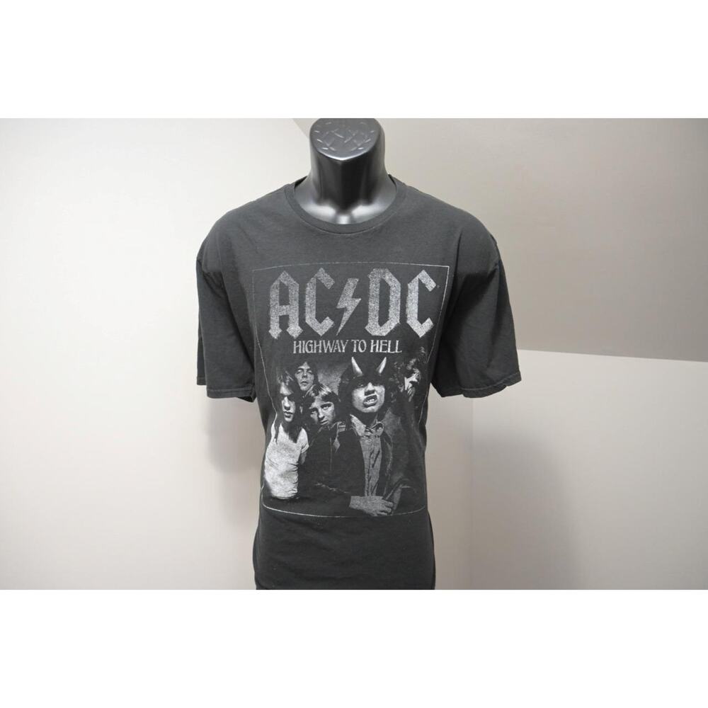 ACDC Highway to Hell Concert Tee Shirt Short Sleeve Black Graphic Mens XL-2XL